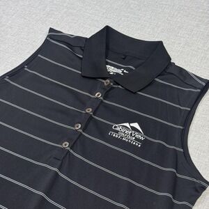 Nike Golf Dress Womens M Black Striped Shirt Dress Collared Dri-Fit Sleeveless